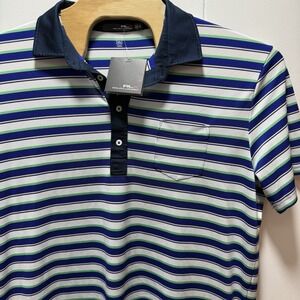 RLX Ralph Lauren Golf Polo Shirt Mens Size XL Blue Striped Short Sleeve NEW‎
